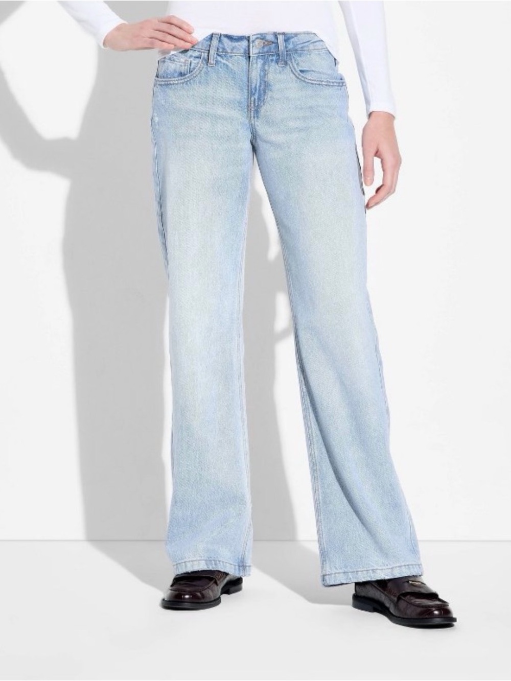 NEW Wild Fable low rise straight easy rigid light wash blue denim jeans women 12